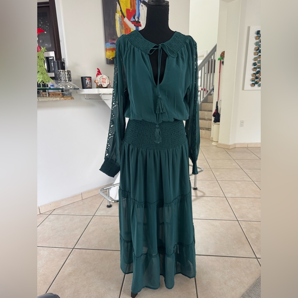 VENUS Teal Green Long Sleeve Maxi Dress